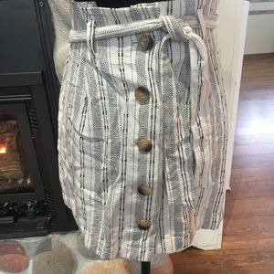 Topshop Striped Linen Paperbag Mini Skirt